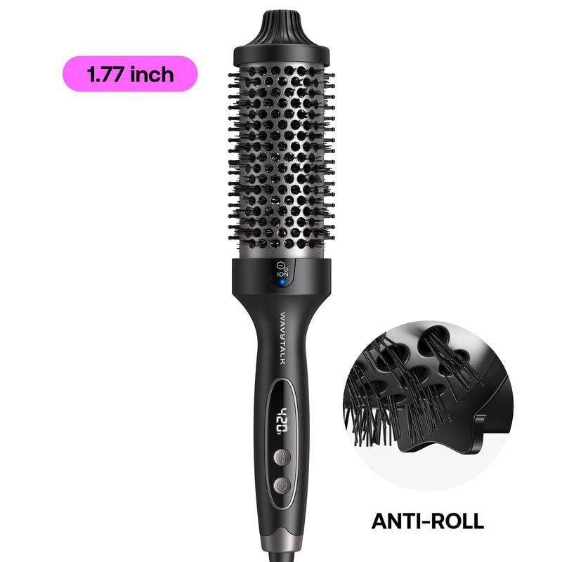 Wavytalk Blowout Boost Ionic Thermal Brush 1 1/2 Inch with LED Display, 300℉-420℉ for Different Hair Types, 120-240V Universal Voltage