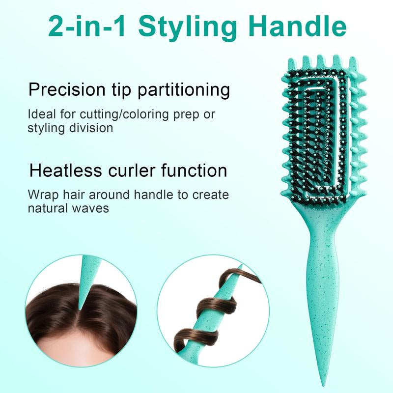 Curly Hair Brush, Curl Defining Brush with Soft Boar Bristlesdetangling Tangled Glides, Wide-Teeth Design Effortlesslyshaping & Defining Curls, Curling Definer for Wet & Dry Hair(Pink)