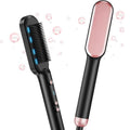 Ionic Hair Straightener Brush - Sleek Sweep with 6 Temperature Adjusts, Anti-Scald Ceramic Hair Straightener Comb for Home Salon Smooth Comfort Rose Pink