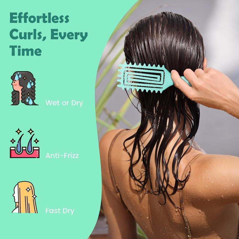 Curly Hair Brush, Curl Defining Brush with Soft Boar Bristlesdetangling Tangled Glides, Wide-Teeth Design Effortlesslyshaping & Defining Curls, Curling Definer for Wet & Dry Hair(Pink)