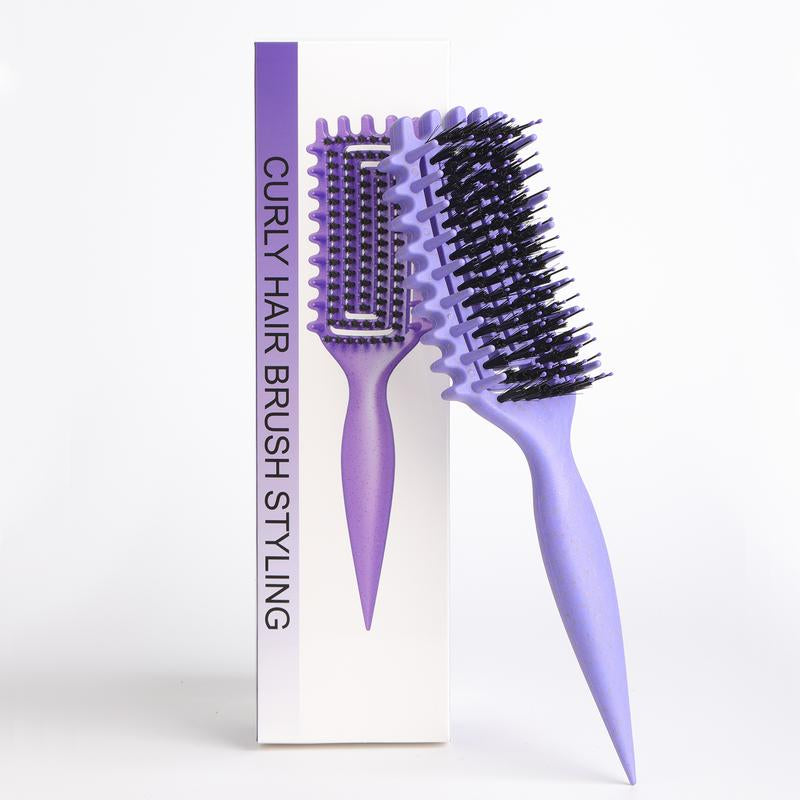 Curly Hair Brush, Curl Defining Brush with Soft Boar Bristlesdetangling Tangled Glides, Wide-Teeth Design Effortlesslyshaping & Defining Curls, Curling Definer for Wet & Dry Hair(Pink)