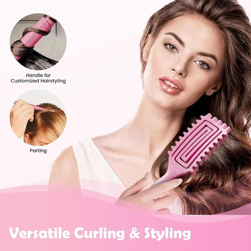Curly Hair Brush, Curl Defining Brush with Soft Boar Bristlesdetangling Tangled Glides, Wide-Teeth Design Effortlesslyshaping & Defining Curls, Curling Definer for Wet & Dry Hair(Pink)