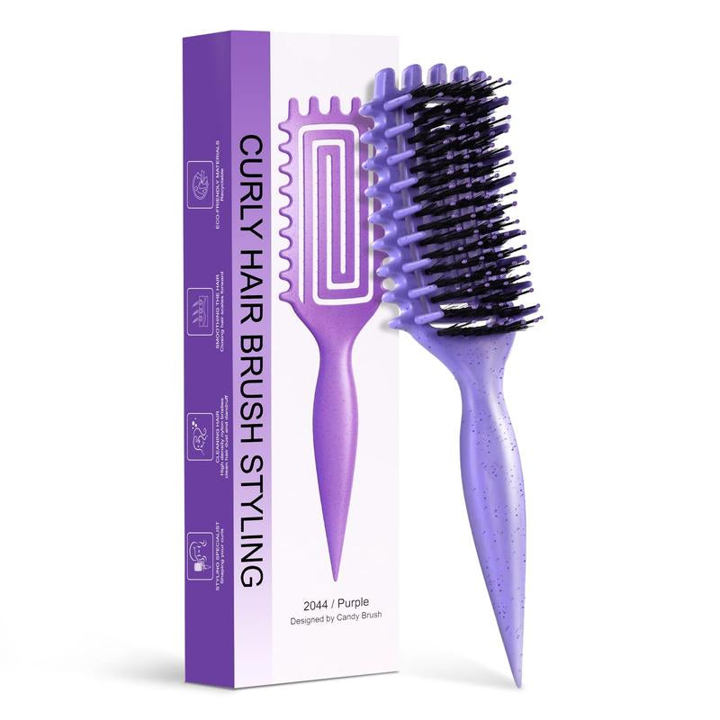 Curly Hair Brush, Curl Defining Brush with Soft Boar Bristlesdetangling Tangled Glides, Wide-Teeth Design Effortlesslyshaping & Defining Curls, Curling Definer for Wet & Dry Hair(Pink)